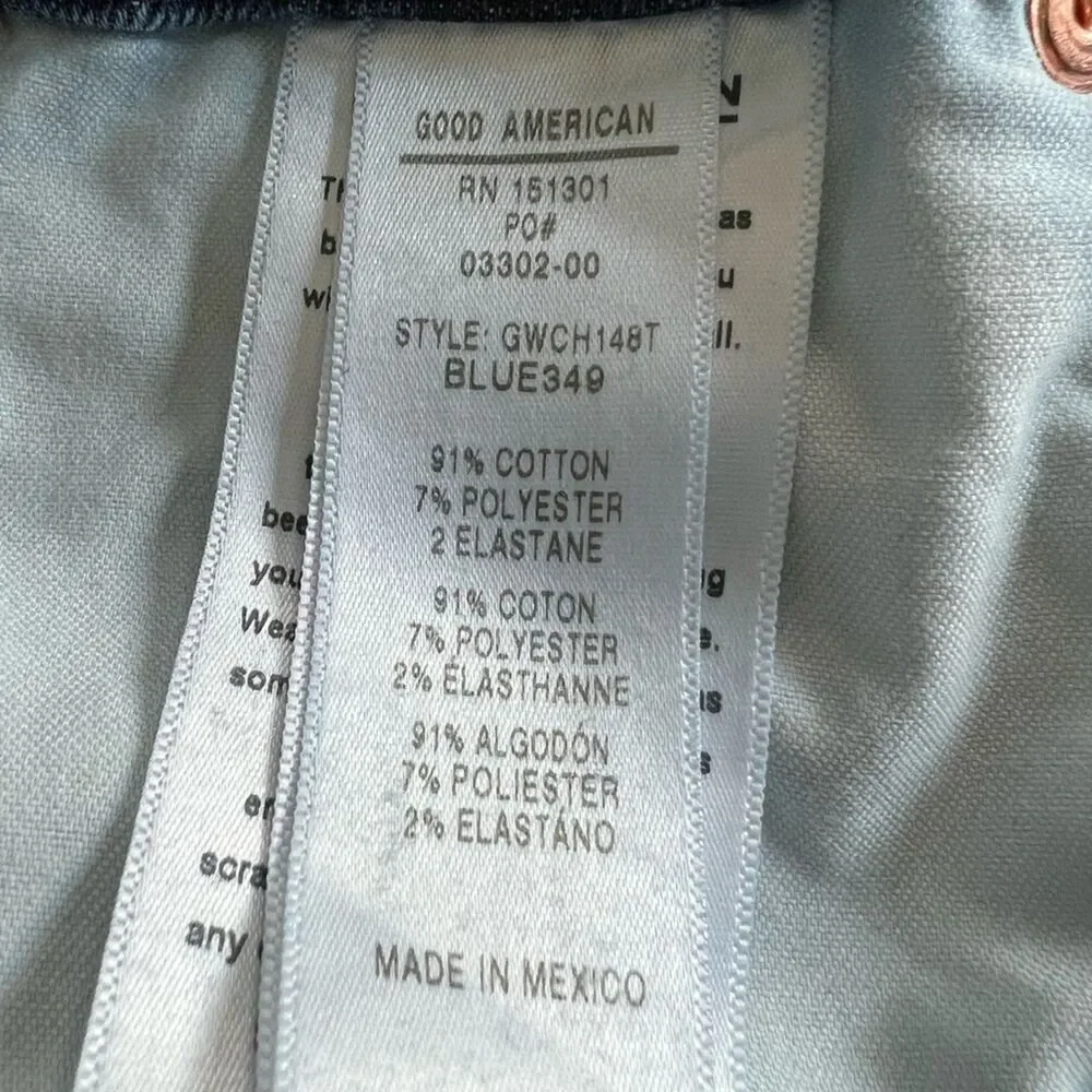 Good American Blue349 Stretch Skinny Jeans Distressed Hem Size 6 GWCH148T